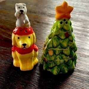 Pier 1 Christmas pet animal salt and pepper shakers